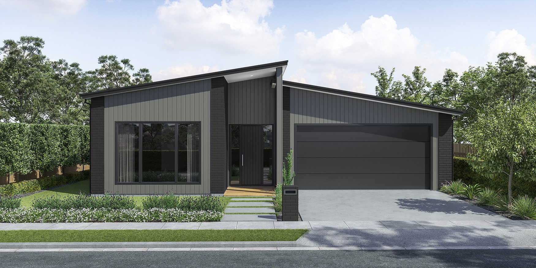 new build house black and grey at paerata rise