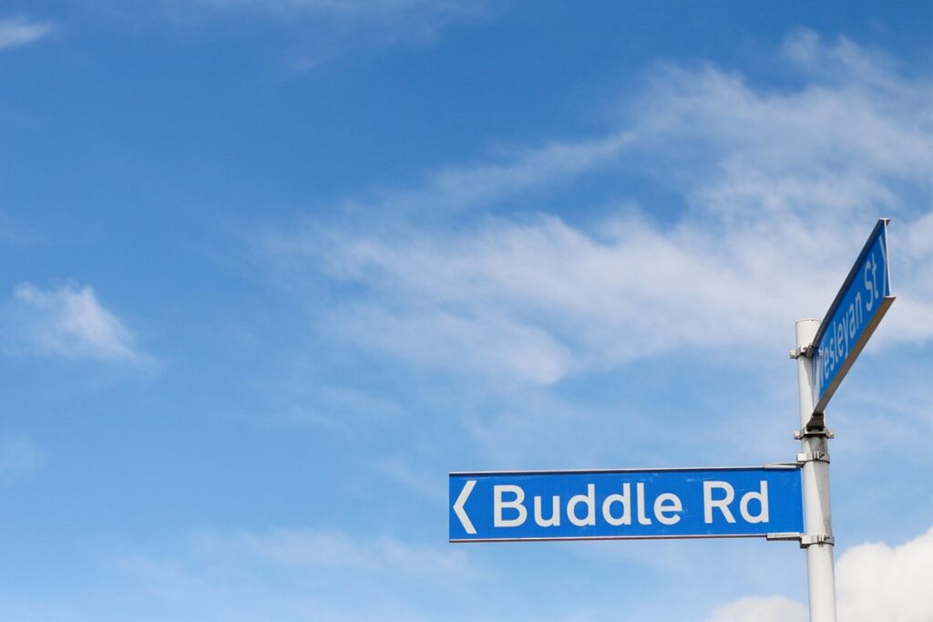 buddle road street sign